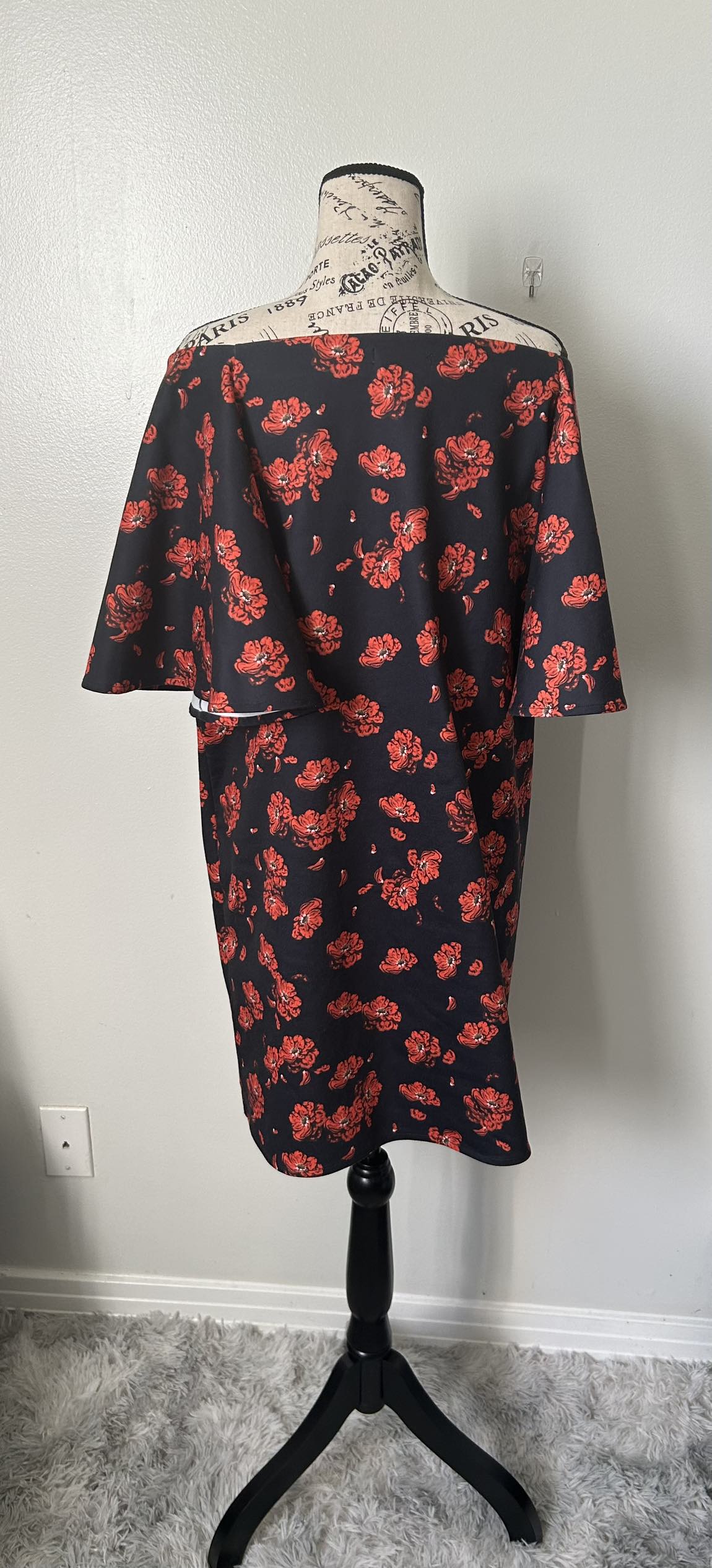 Oak & Fort Floral Off Shoulder, w/ Short Bell Sleeves Dress thumbnail
