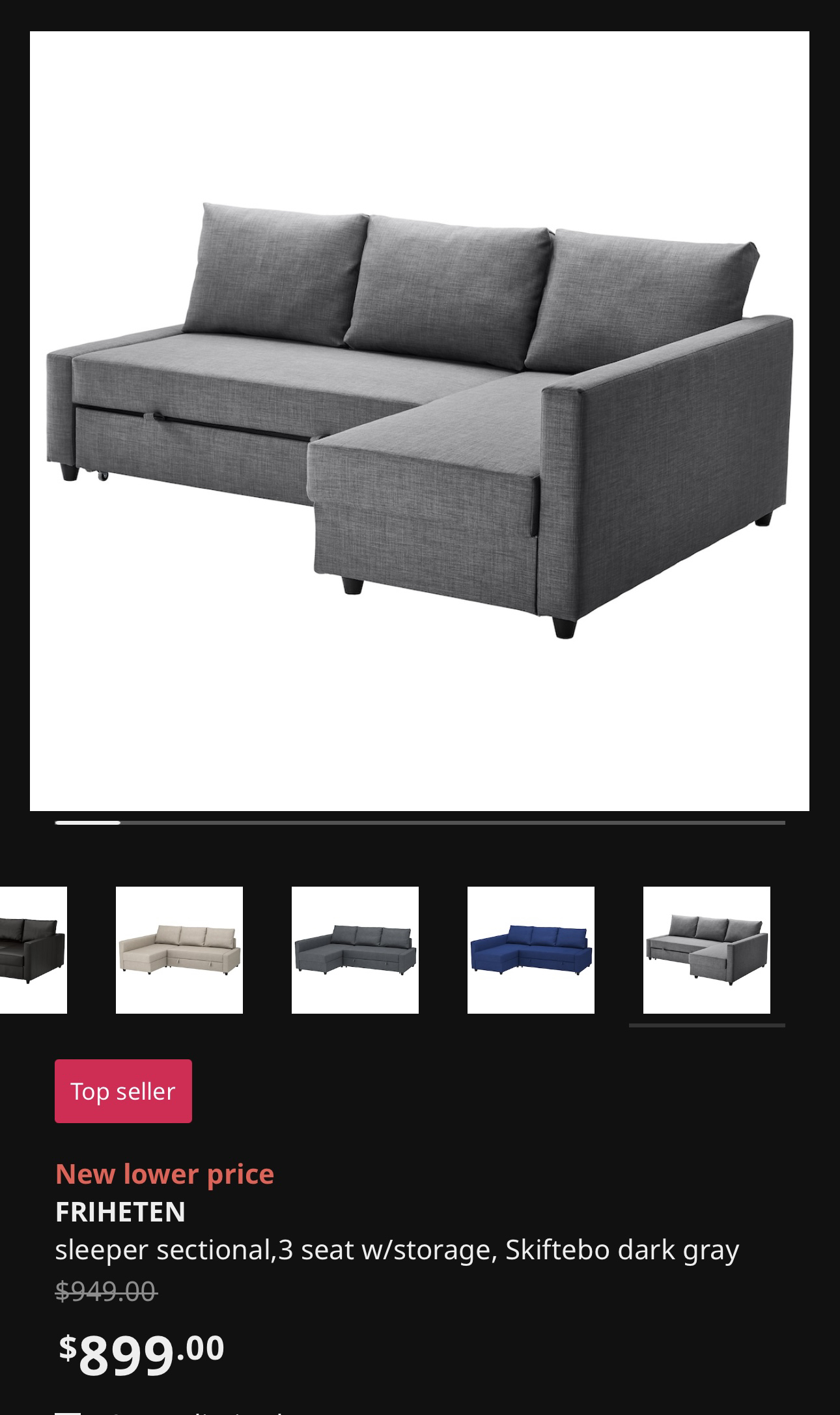 IKEA FRIHETEN SLEEPER SECTIONAL SOFA - photo 5
