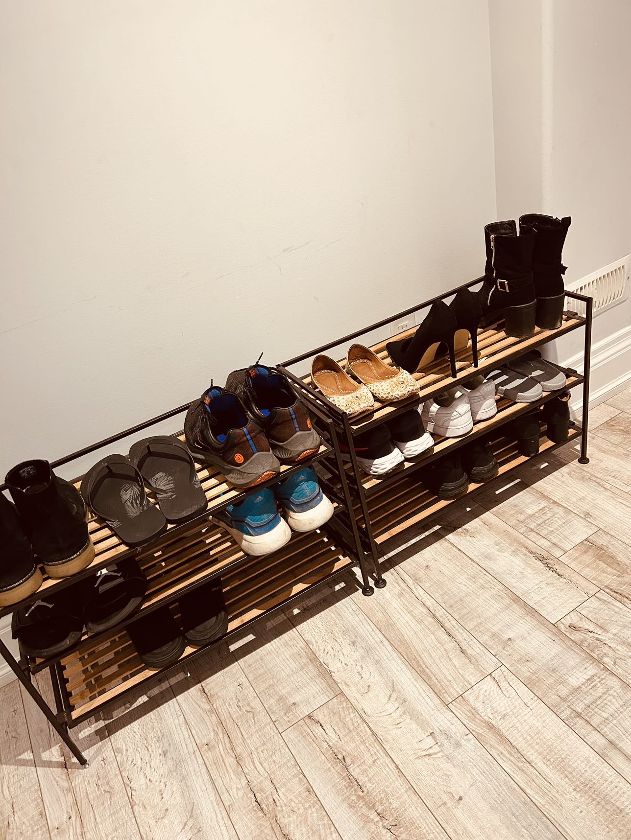 Two shoe racks