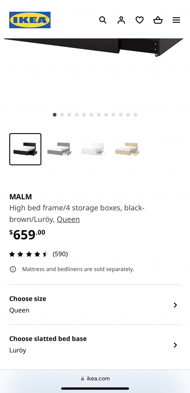 IKEA MALM Queen size bed frame with drawers - photo 2