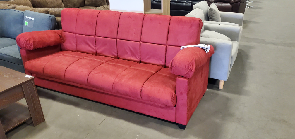 Red Convertible 5 Seater Rare Sectional Bed Sofa
