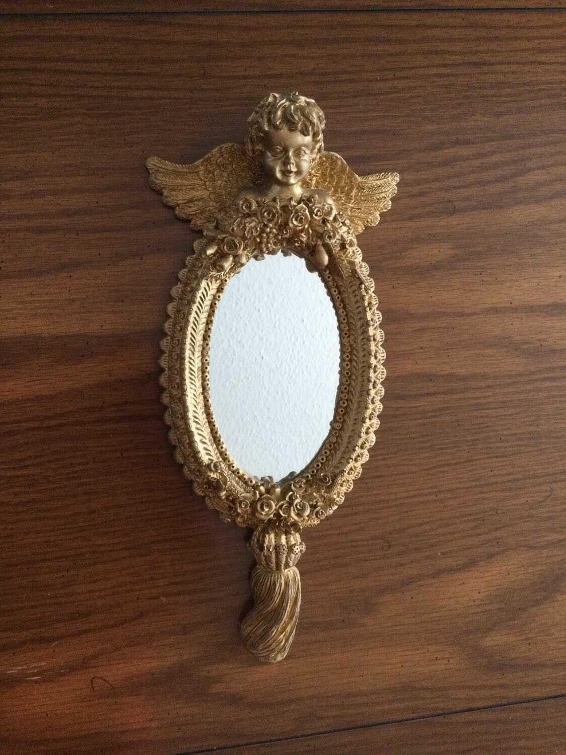♦️SOLD♦️Gold Cherub/Angel mirror thumbnail