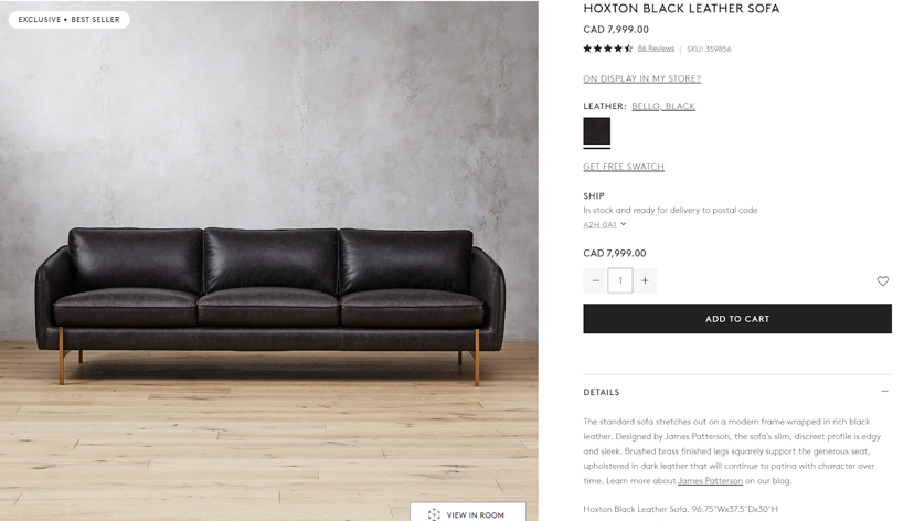 Black leather sofa - photo 5