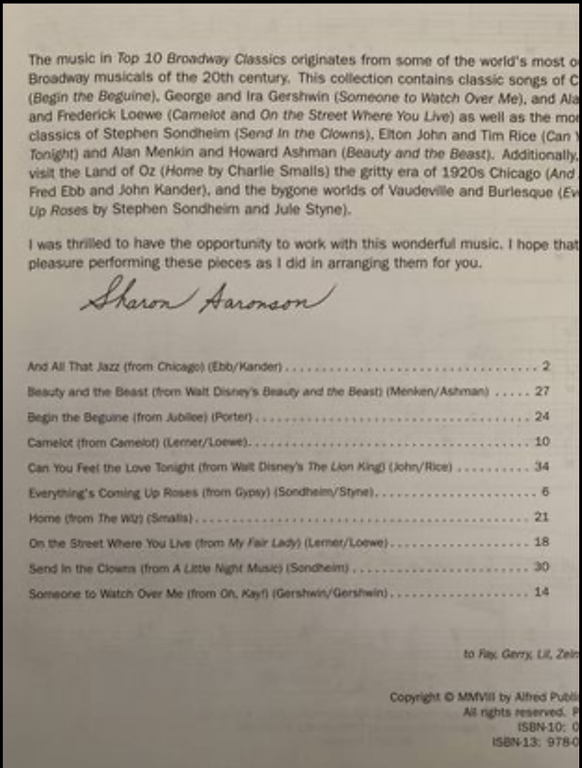 Top 10 Broadway Classics music book.🦃 image indicator(3)
