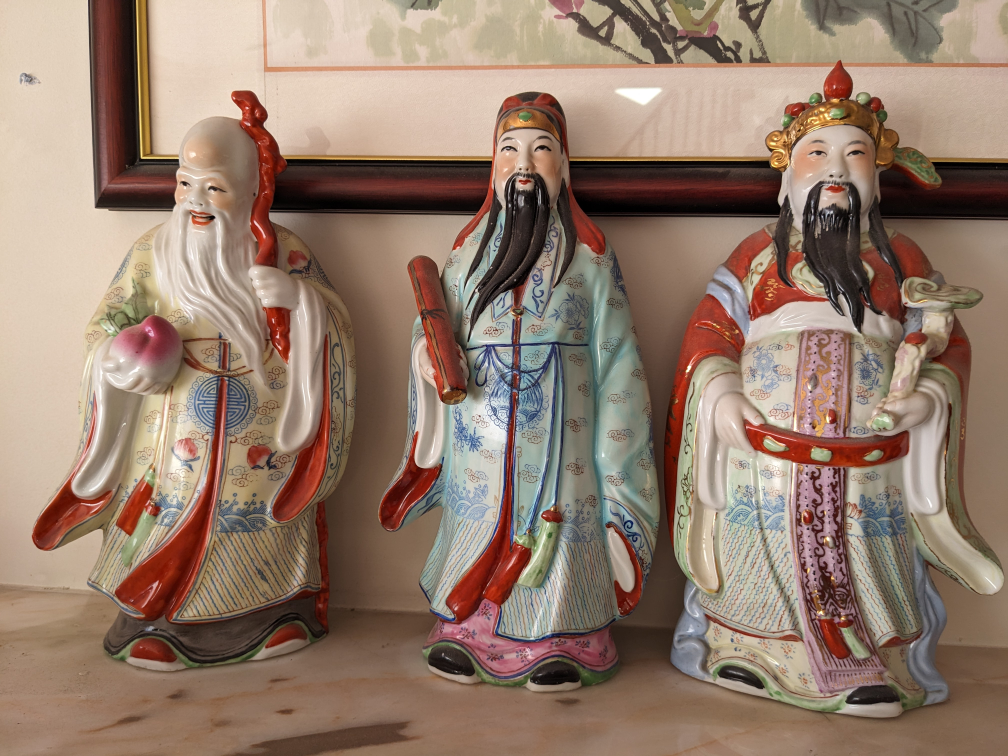 12inch tall Chinese Trio Porcelain Sculpture thumbnail