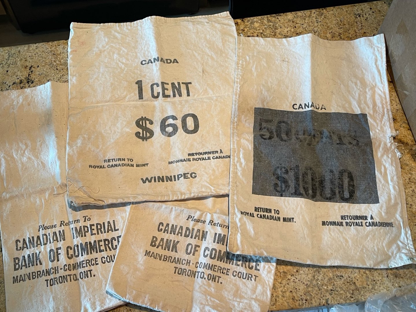 Vintage cloth money bags