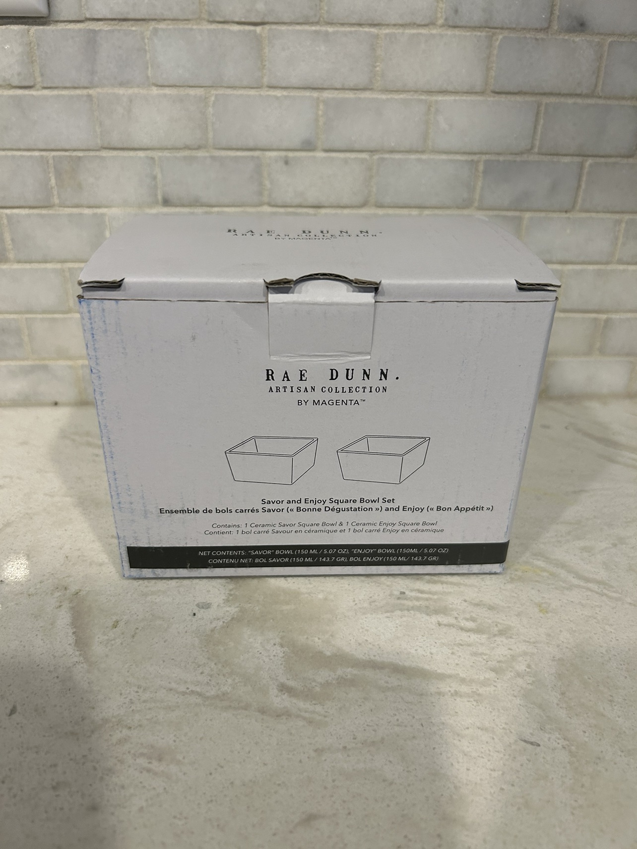 RAE DUNN Savor & Enjoy Square Bowl Set image indicator(2)