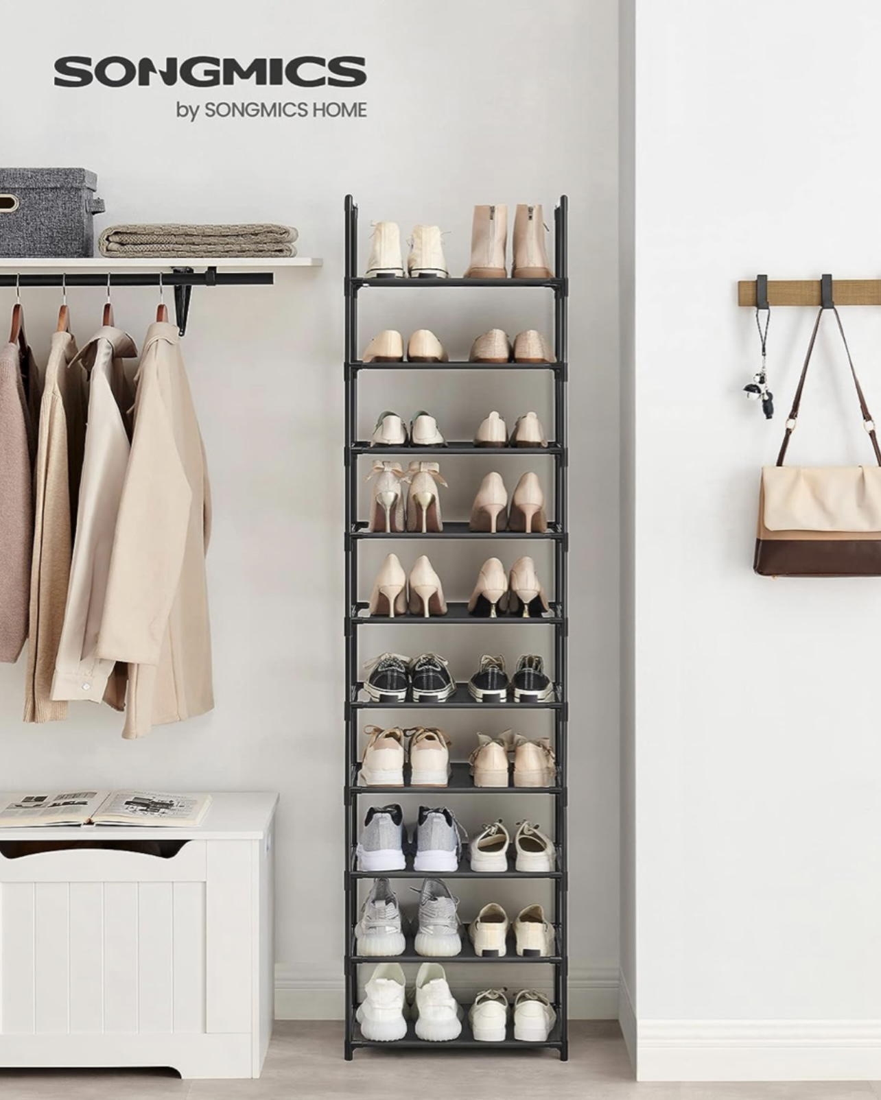 SONGMICS Shoe Rack, 10-Tier Shoe Shelf