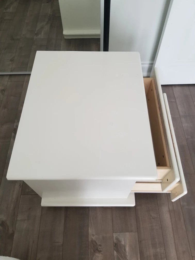 white solid wood drawer