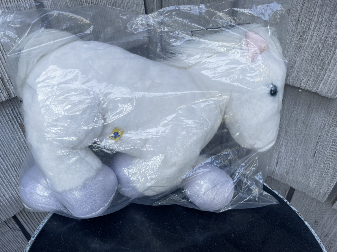 Build a bear, white pony, plush new sealed image indicator(2)