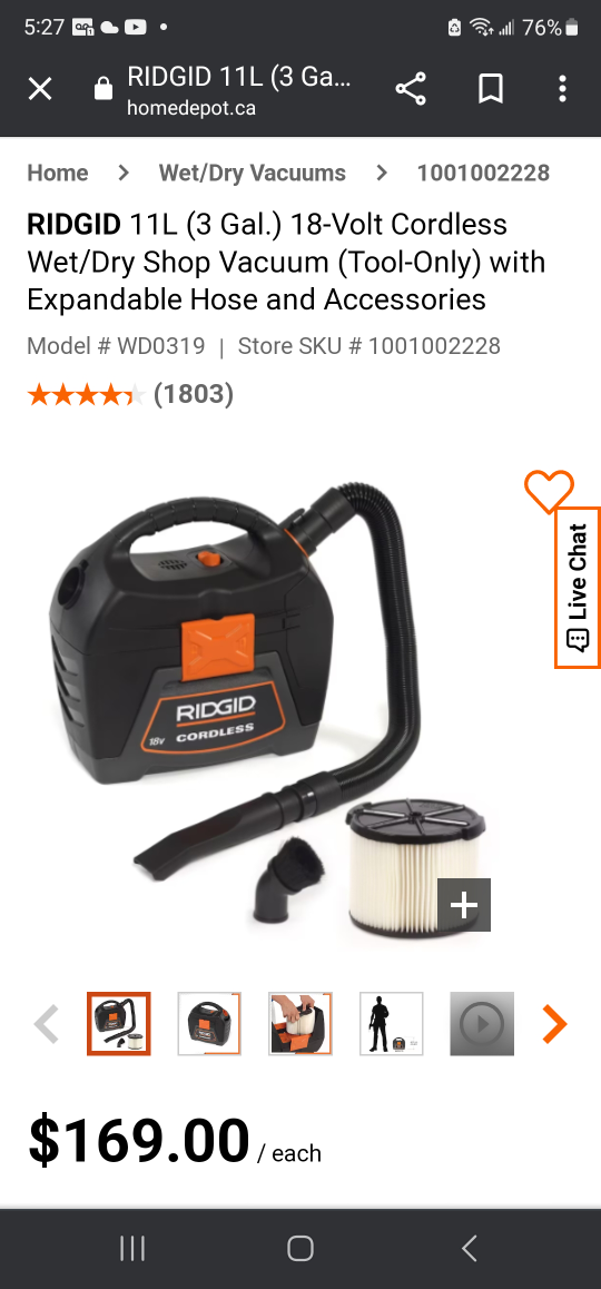 Ridgid  Dual Cordless Wet Dry Vac image indicator(2)