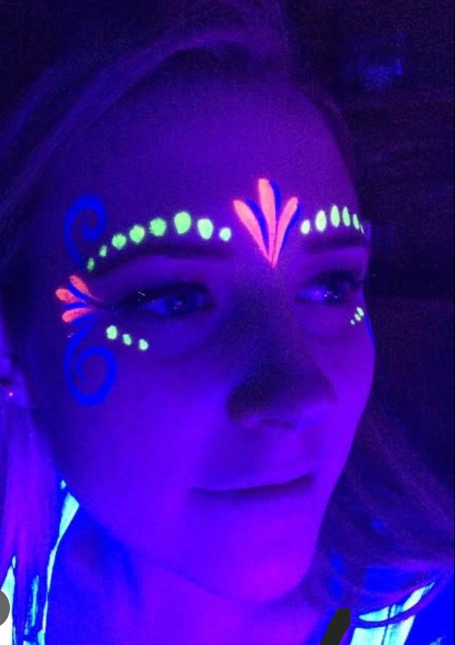 Glow face painting for parties and events