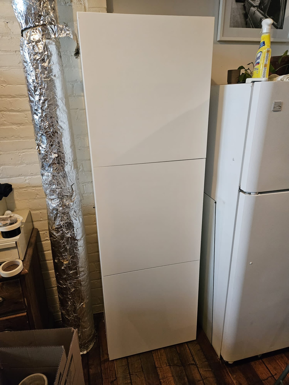 Tall White Cabinet with Shelves and Push Close Doors thumbnail
