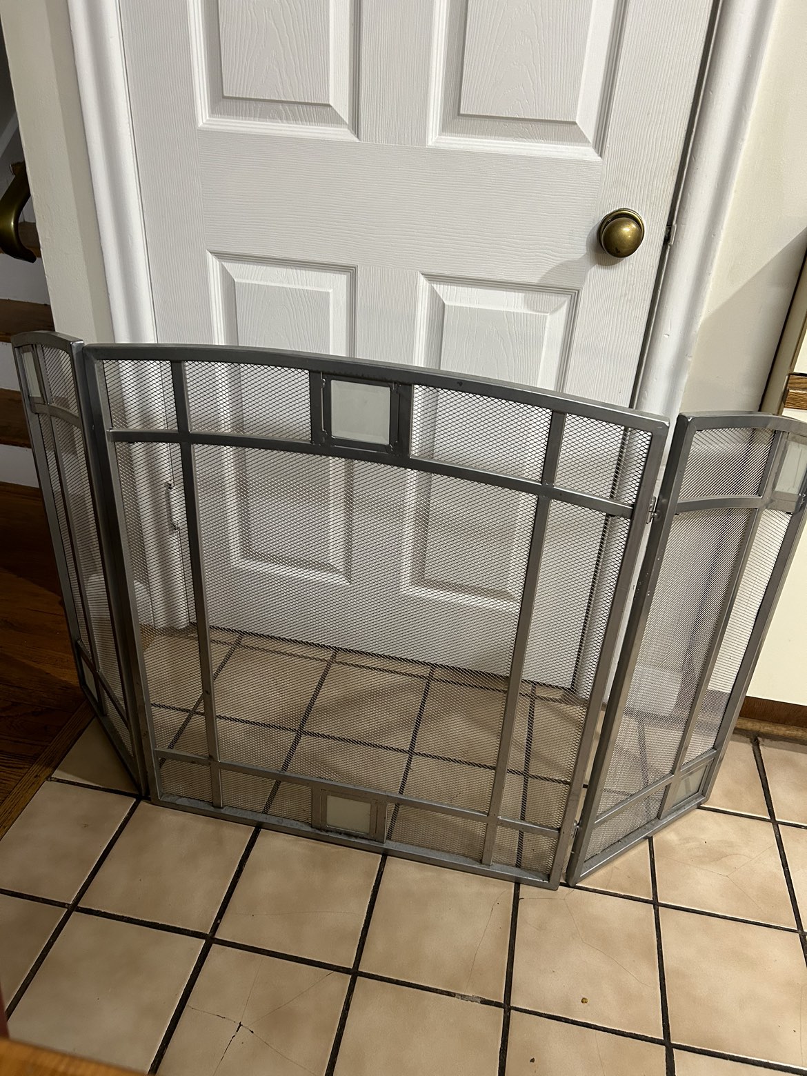 Contemporary Silver Mesh, 3 panel fireplace screen - photo 2