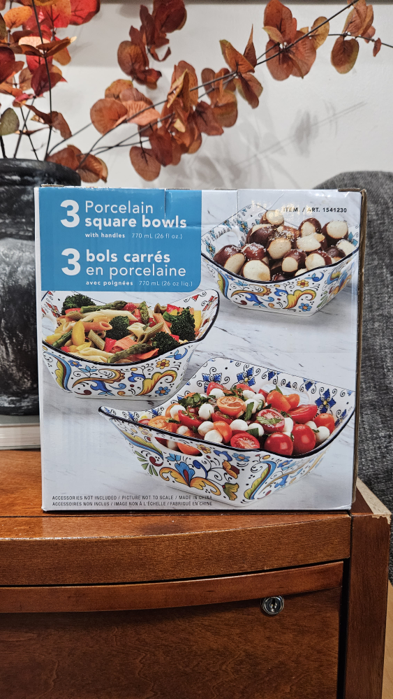 brand new 3 porcelain square bowls thumbnail