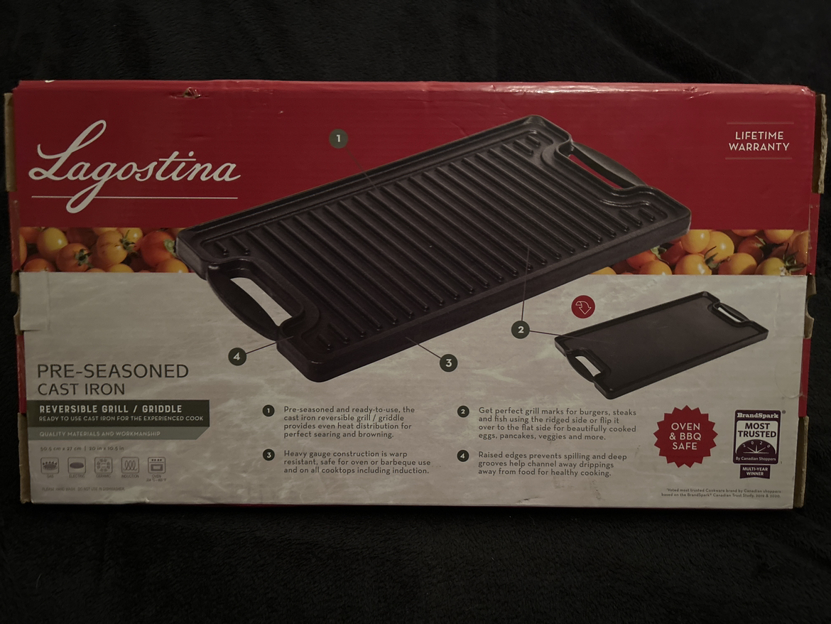Lagostina Pre Seasoned Cast Iron Reversible Grill