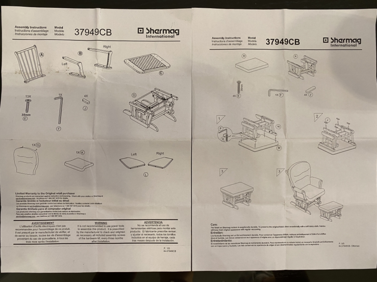 Shermag Glider (Rocking Chair) and Ottoman SET image indicator(7)