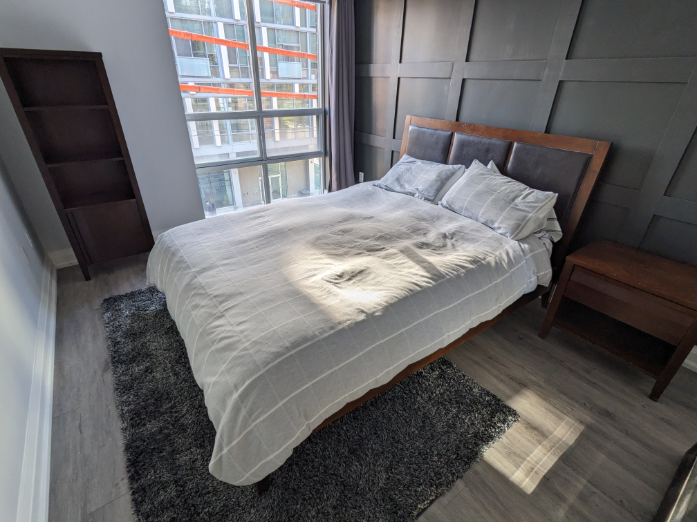 Solid Wood Queen Bedframe & Carpet - Can Be Delivered