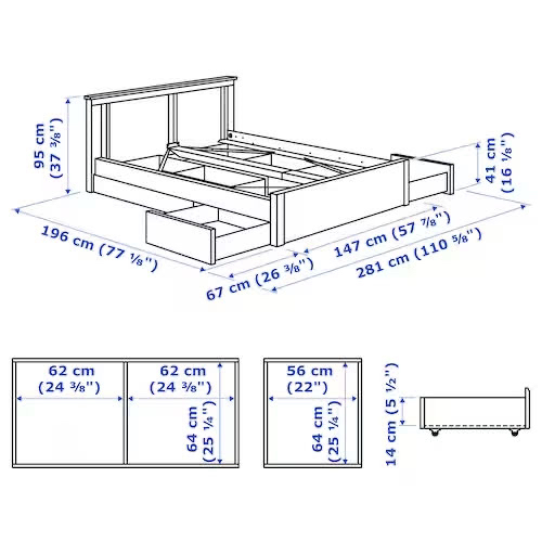 Full/Double White Bed Frame - IKEA Songesand - photo 5