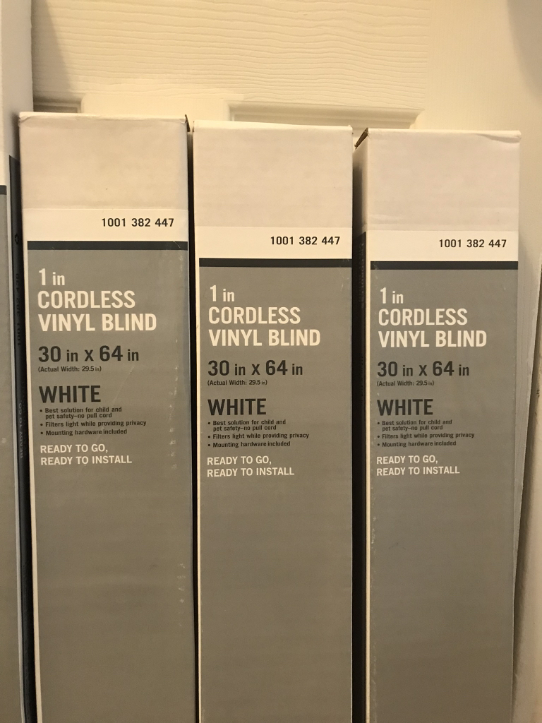 5 Brand New White 1 inch Cordless White Vinyl Blinds - photo 3