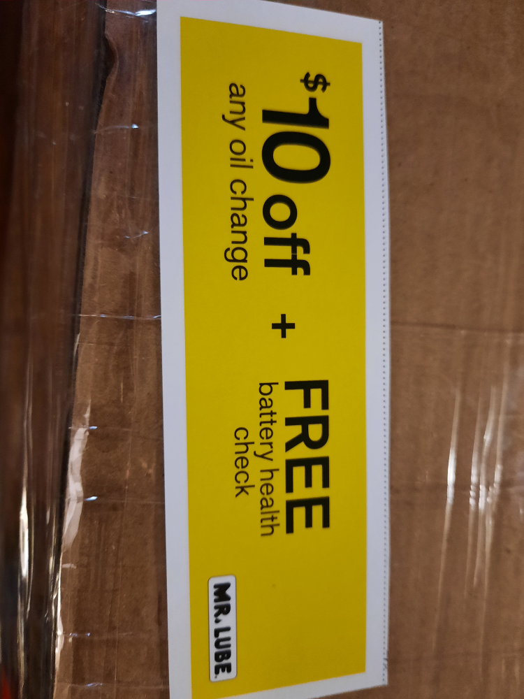 mr. Lube $10 off coupon #freecycle expires Nov 26