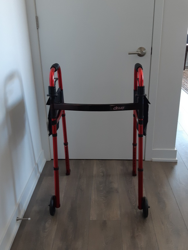 Travel walker 2 wheeled, folding, adjustable, excellent conditn - photo 2