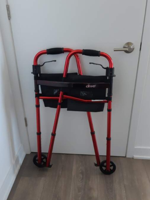 Travel walker 2 wheeled, folding, adjustable, excellent conditn - photo 3
