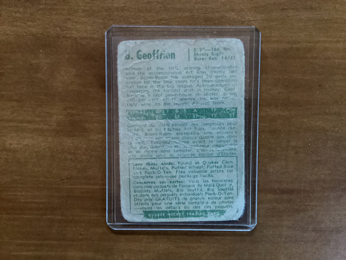 1955-56 PARKHURST GREEN BACK BERNIE BOOM BOOM GEOFFRION card43 image indicator(3)