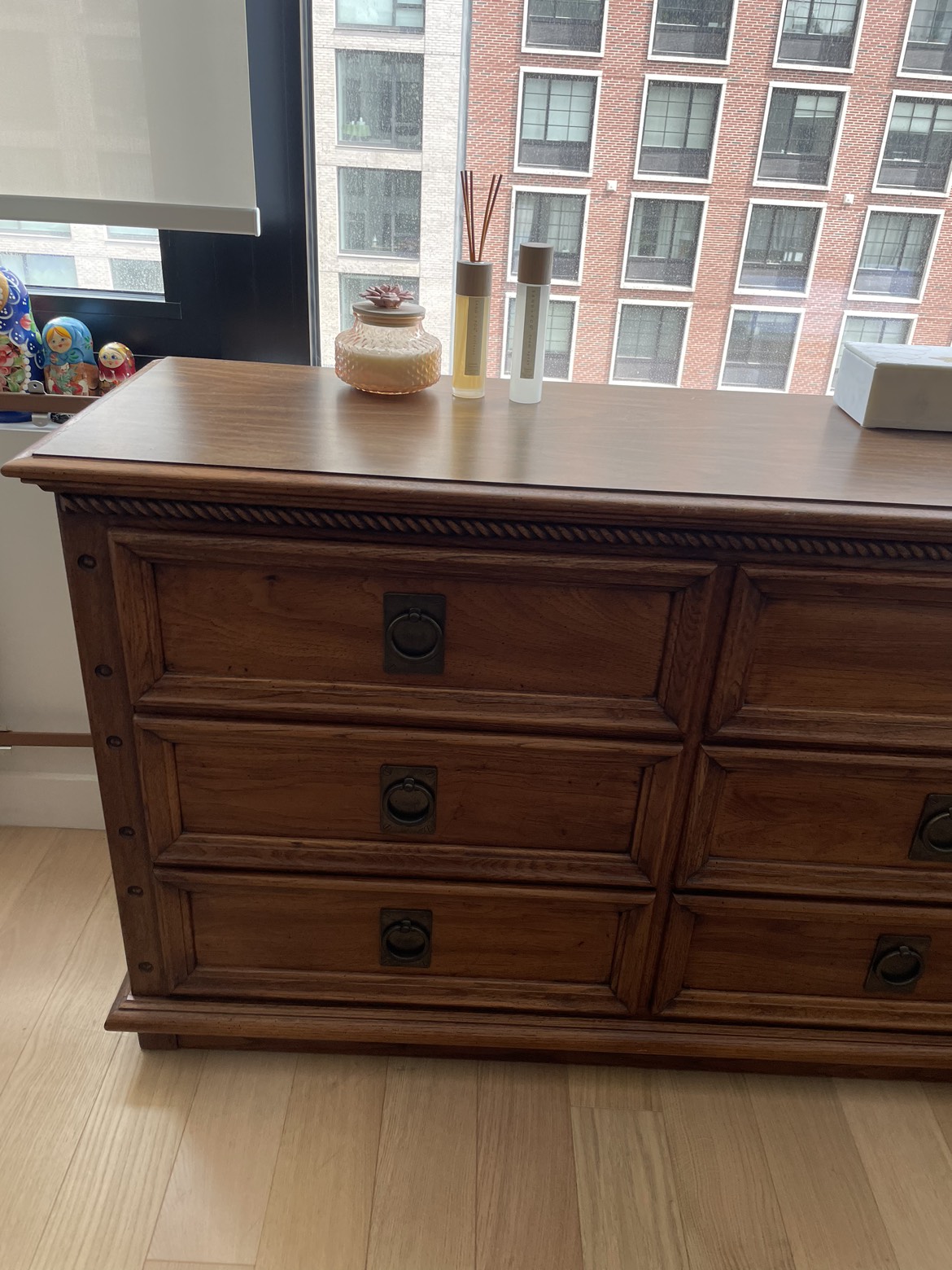 Real wood dresser with mirror