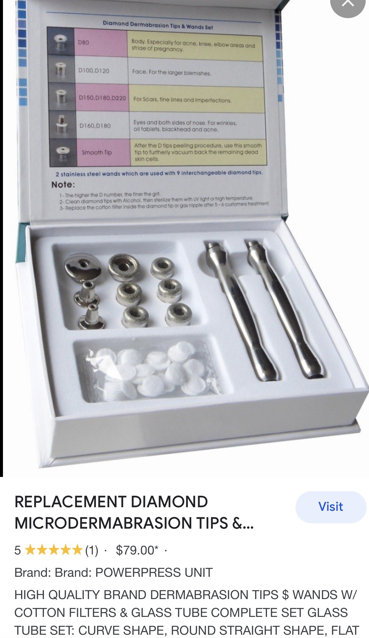 Microdermabrasion tips and wand