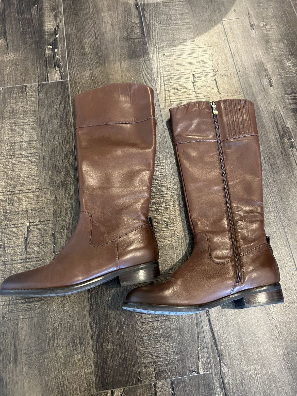Artica Long Brown Leather Winter Boots - size 9 women thumbnail
