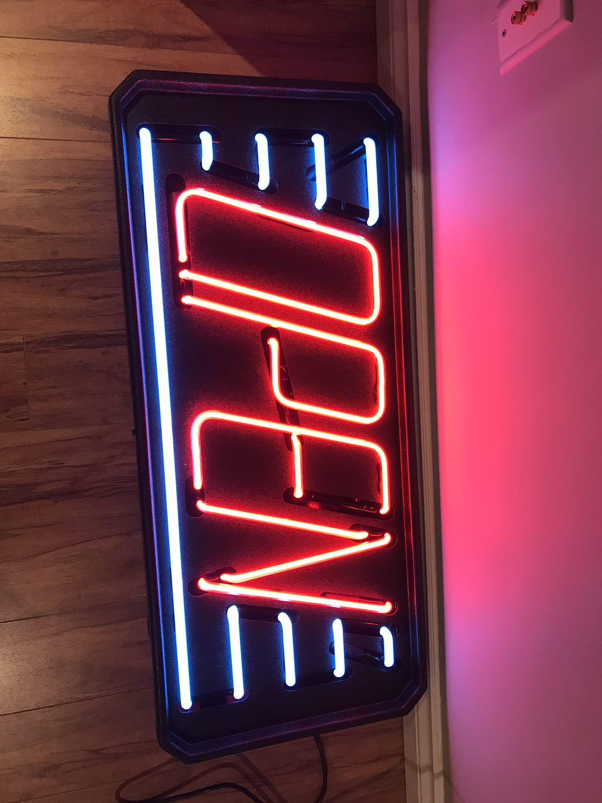 Large open neon sign