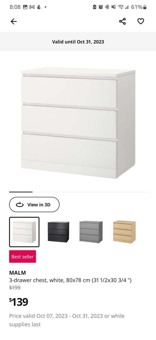 Ikea malm 3 drawer dresser - photo 4