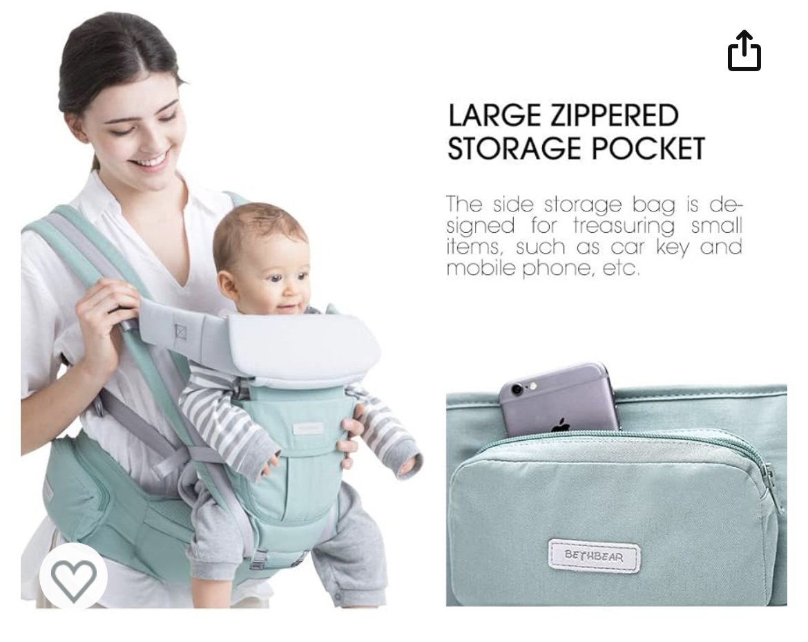 Baby carrier with hip seat- Never used