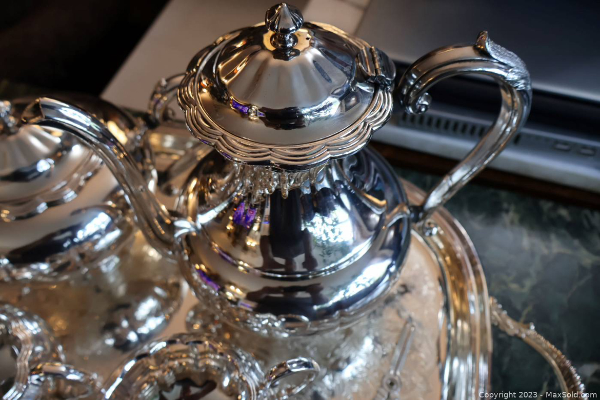 Silver plate tea set - photo 3