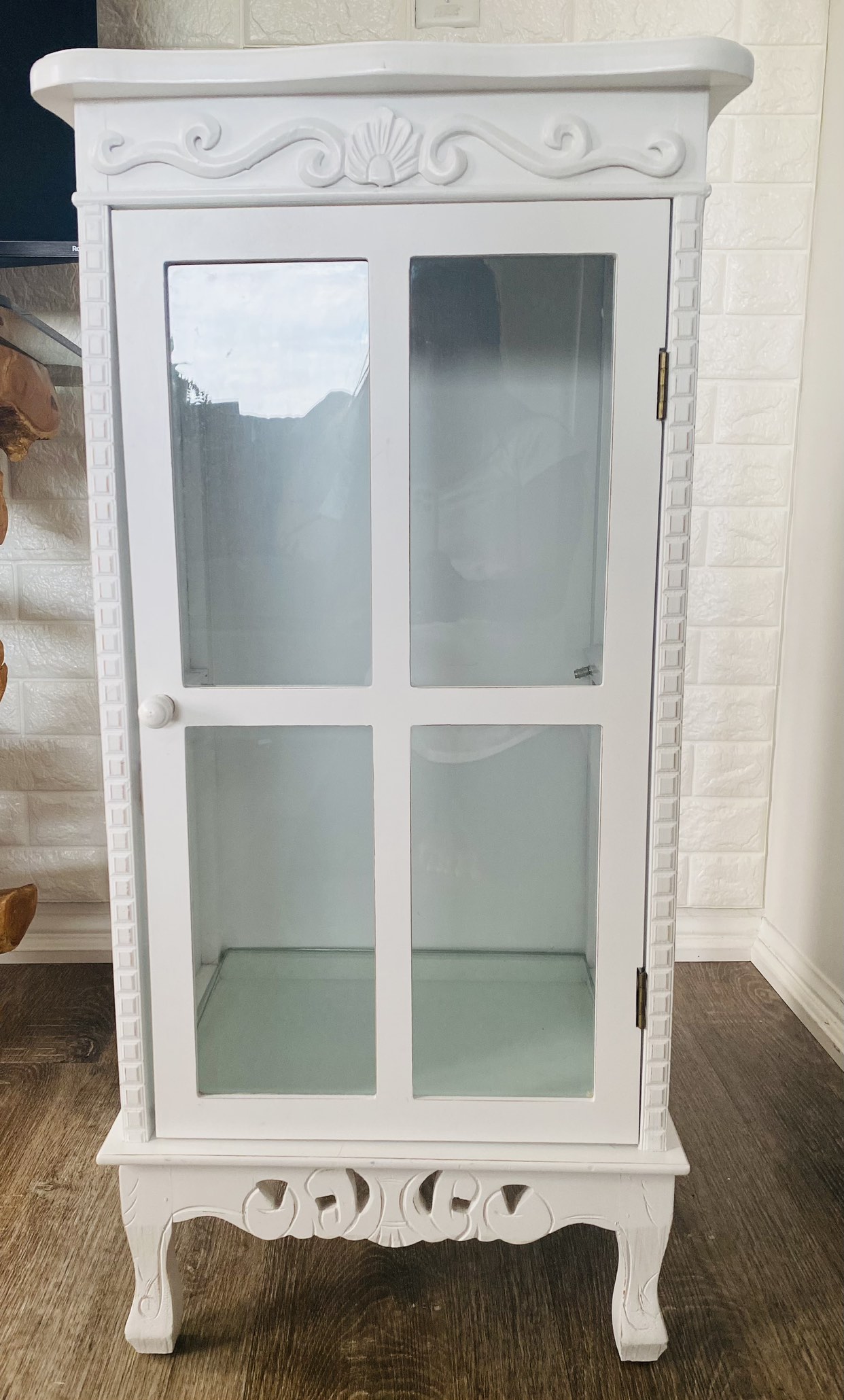 White Cabinet With Charming Glass Door