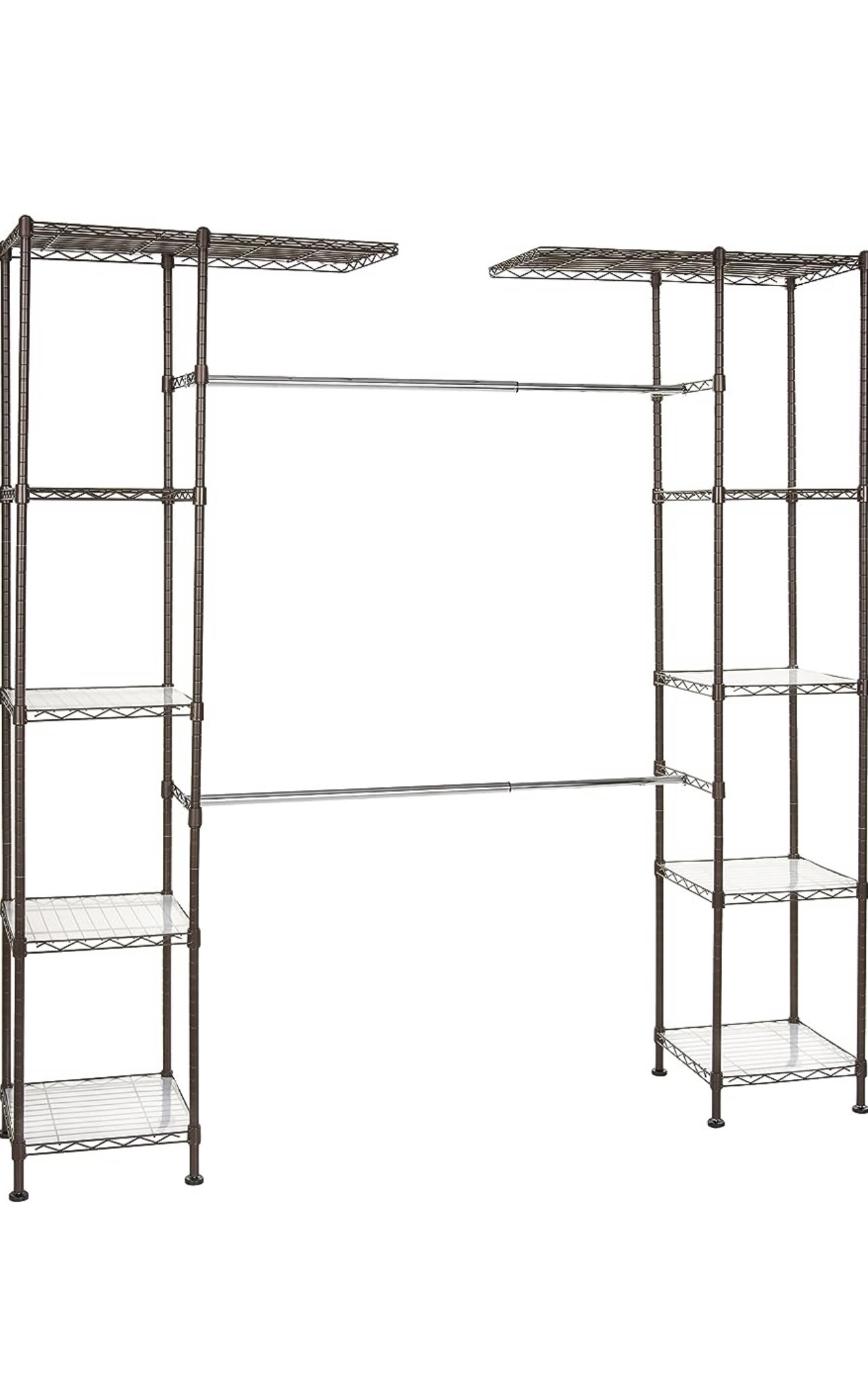 Metal Hanging Storage Organizer Rack Wardrobe w/ Shelves - photo 2