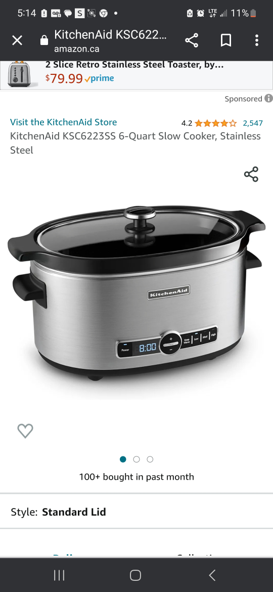 KitchenAid KSC6223SS 6-Quart Slow Cooker, Stainless Steel image indicator(2)