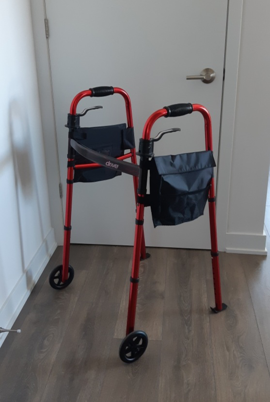 Travel walker 2 wheeled, folding, adjustable, excellent conditn