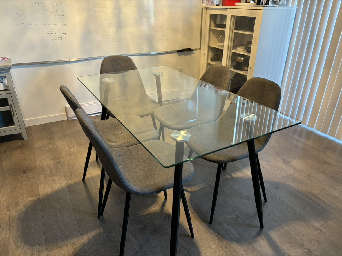 Glass dinner table with 6 chairs - photo 2