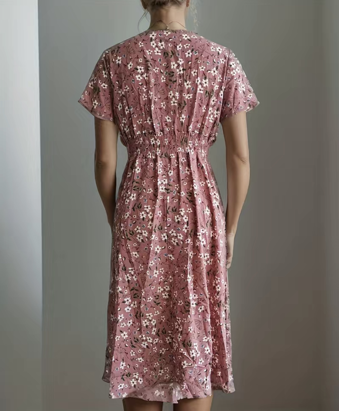 Pink floral dress sz L image indicator(2)