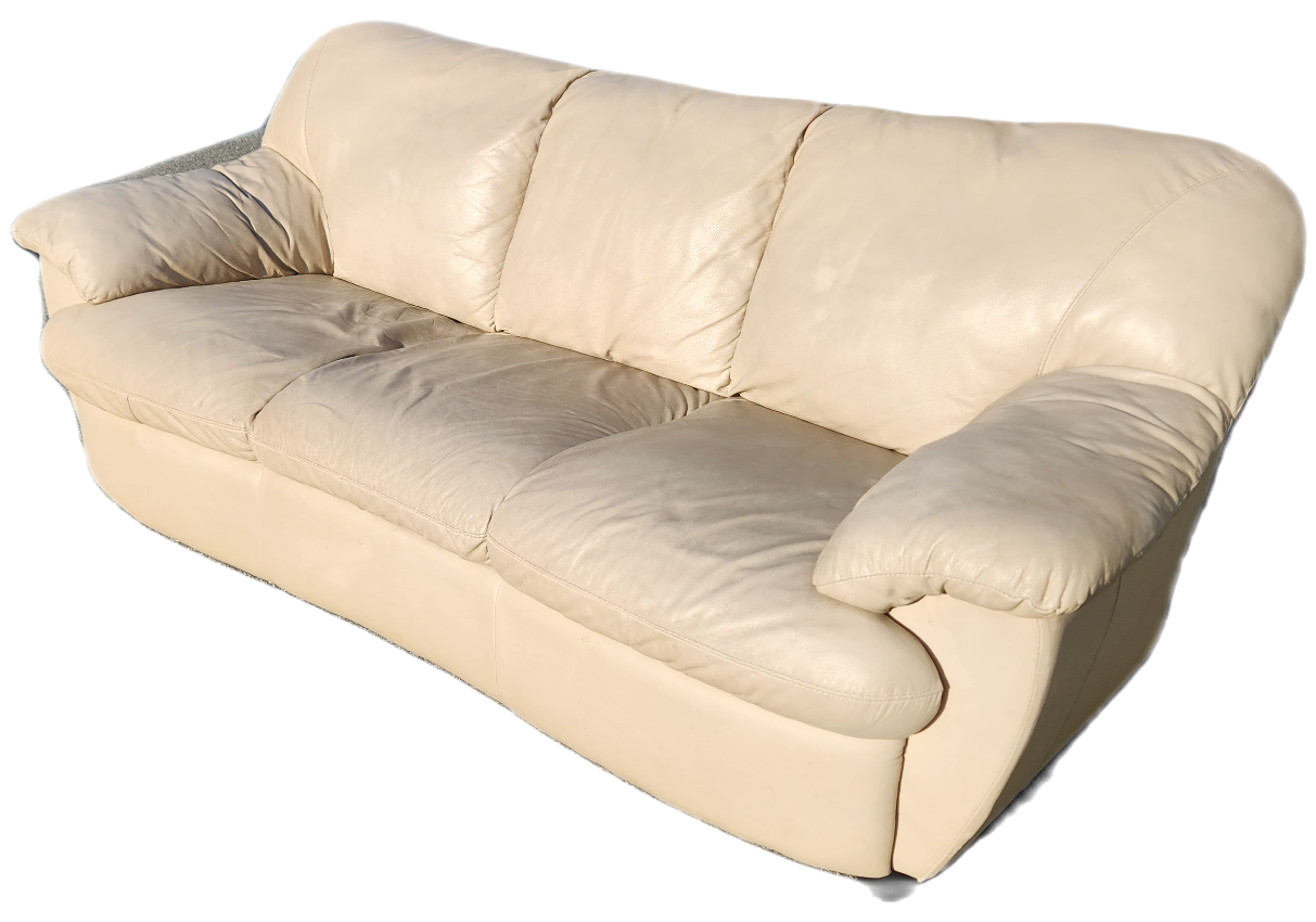 FREE DELIVERY Cream colored Leather 3 seater sofa / couch image indicator(3)