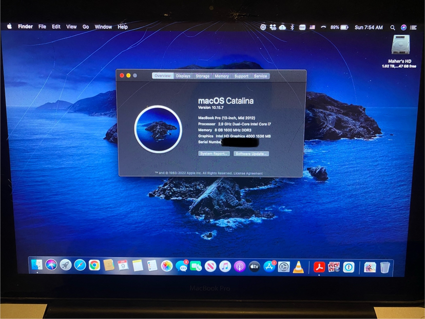 2012 MacBook Pro Laptop (Working but damaged screen) image indicator(6)