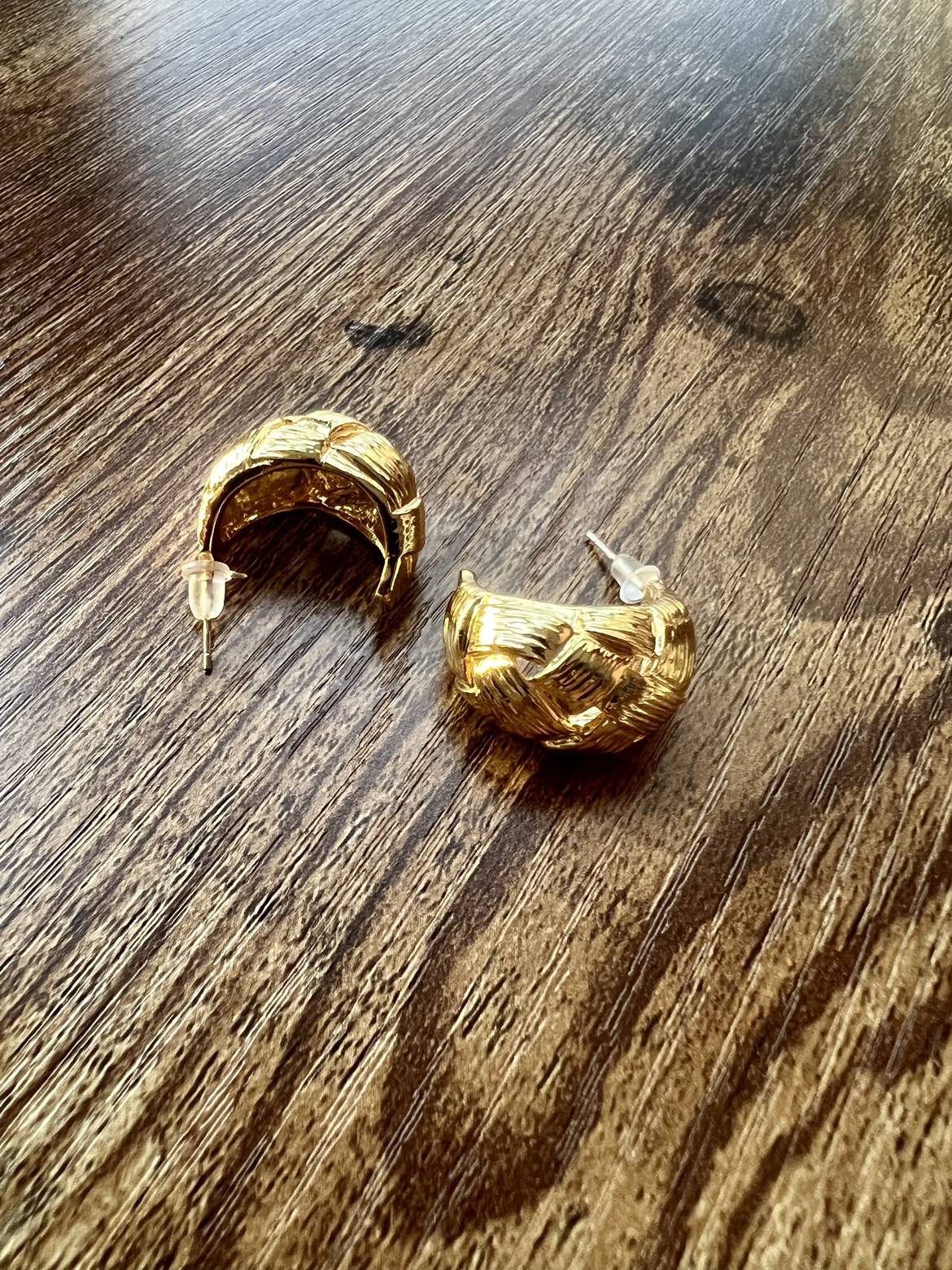 18K Gold plated /925 silver croissants hoop earrings image indicator(4)