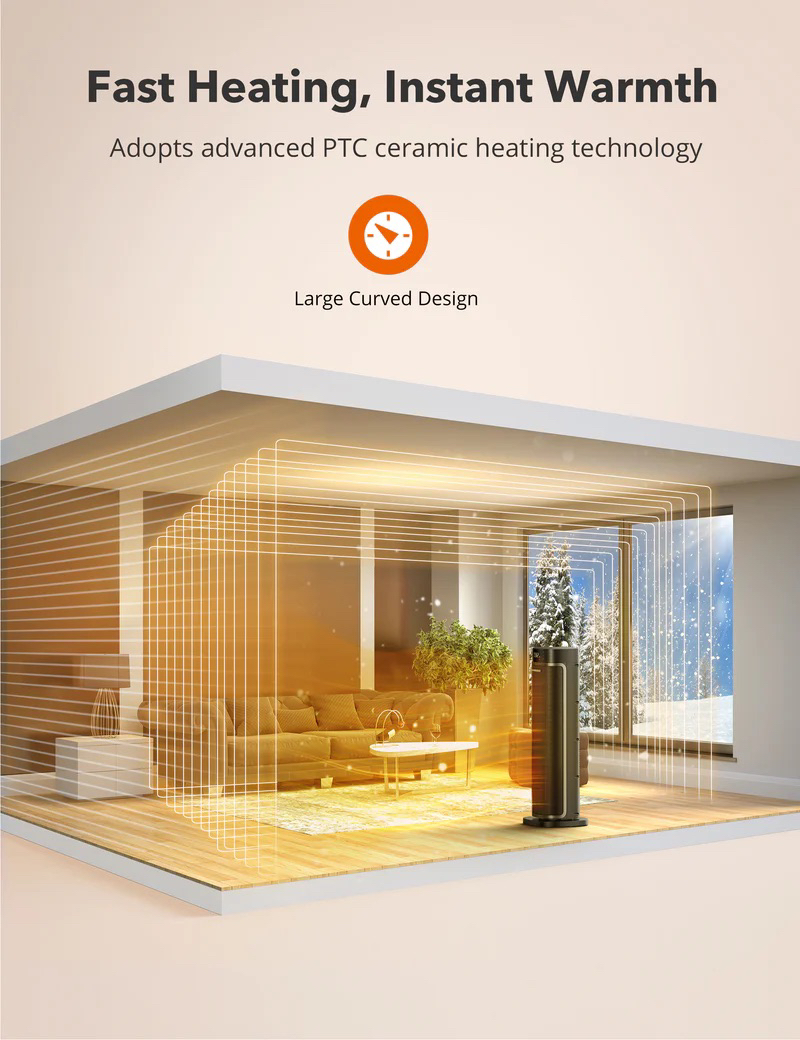Heater, Ceramic Tower Heater with Eco Mode - photo 3