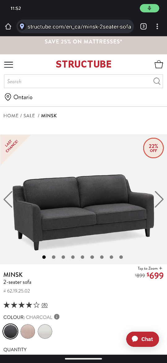 Minsk Two Seater Sofa (STRUCTUBE)