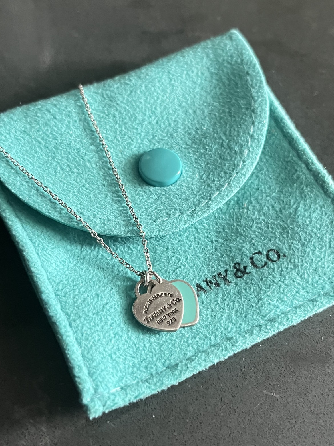 Tiffany & Co. Blue Double Heart Tag Necklace (authentic) thumbnail