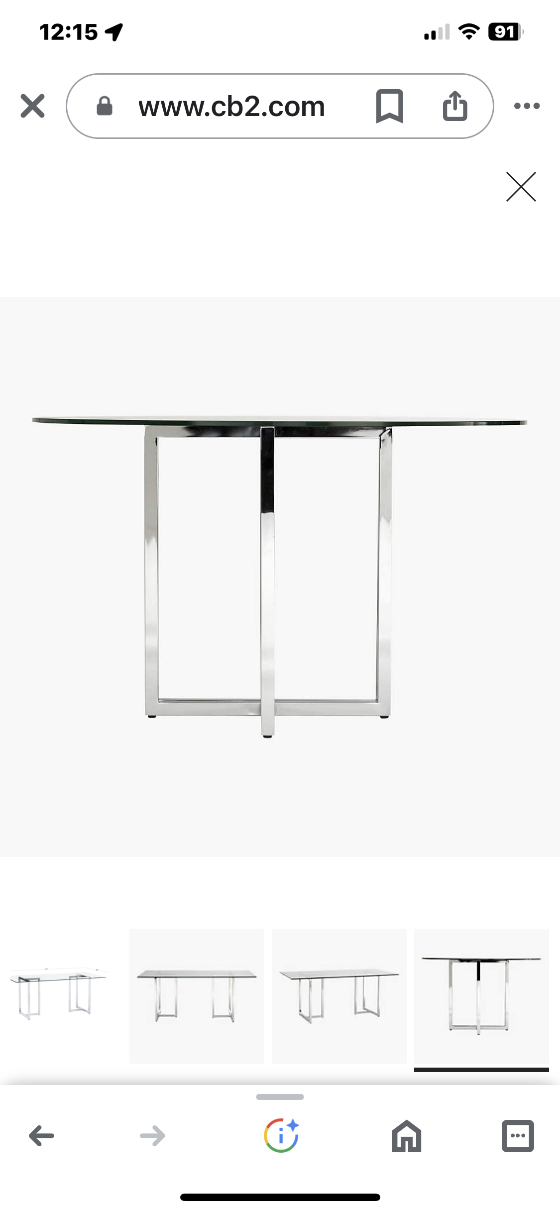 CB2 Glass table 72” image indicator(2)