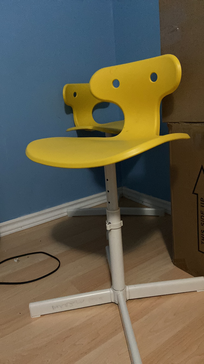 A fun and sturdy yellow kids chair from IKEA.
