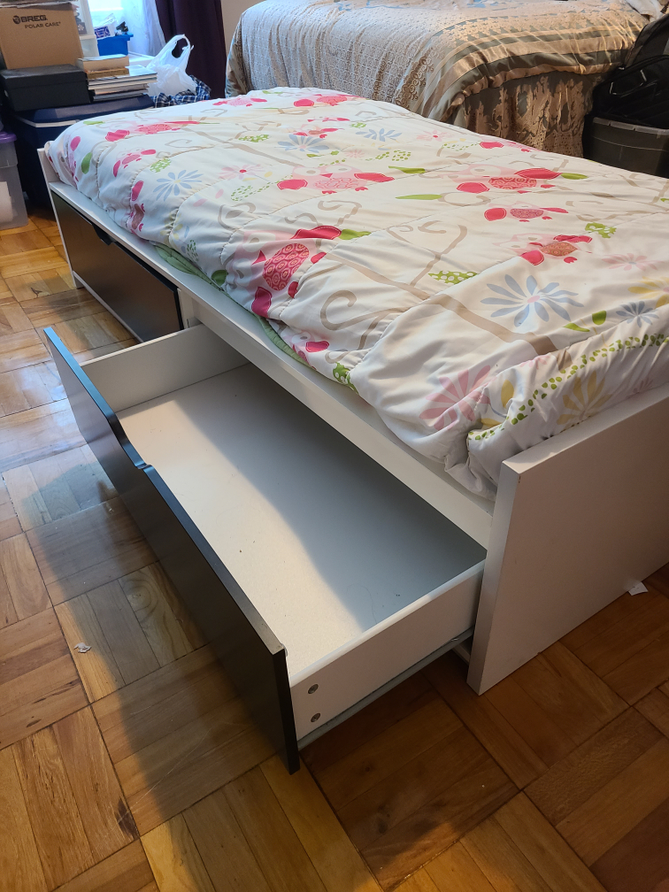 IKEA BRIMNES twin bed with storage and matress - photo 3